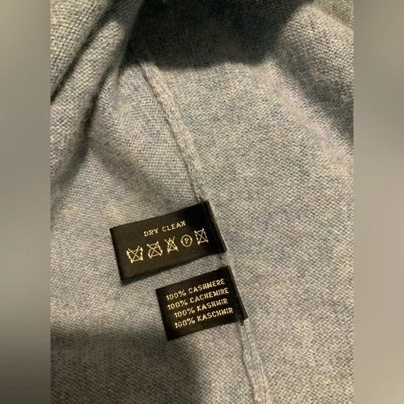 Ralph Lauren black label 100% Cashmere Soft Blue Knit ruffled duster  medium - Picture 8 of 8